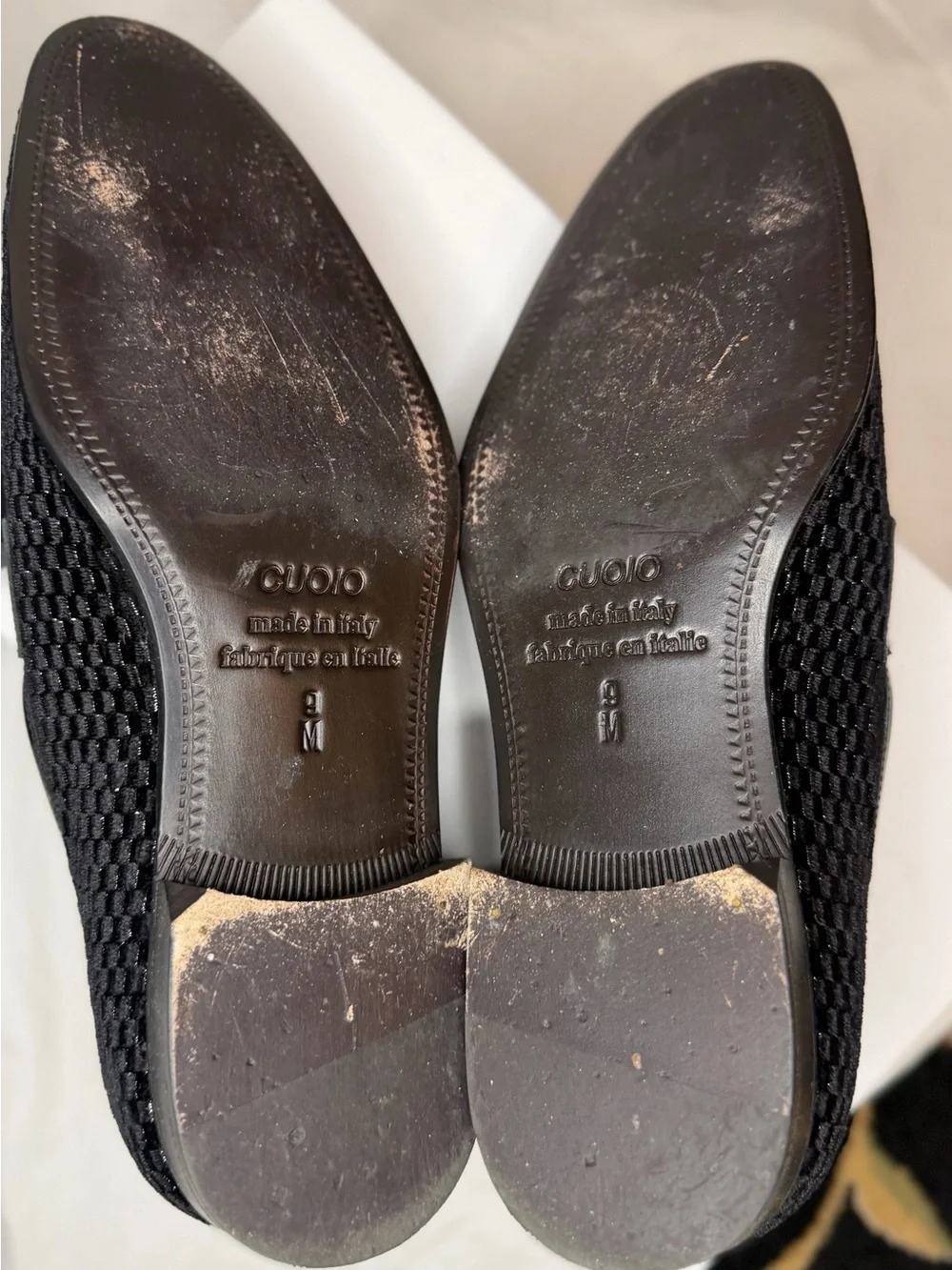 Saks Fifth Avenue Black Patent Leather Woven-Trim Penny Loafers
